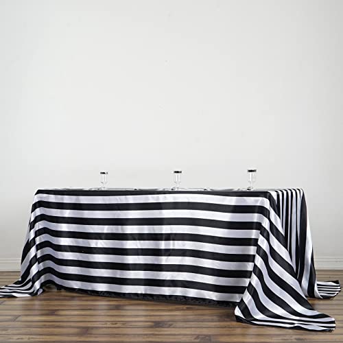 Tableclothsfactory 90″x132″ Black & White Stripe Satin Rectangle Tablecloth Seamless Tablecloth for Wedding Party Event - The Storepaperoomates Retail Market - Fast Affordable Shopping
