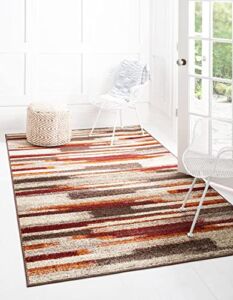 Unique Loom Autumn Collection Modern Contemporary Casual Abstract Area Rug, 5 ft x 8 ft, Multi/Beige