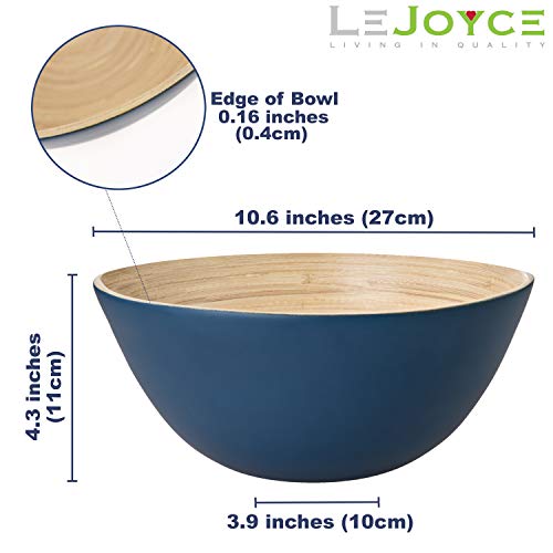 Large Blue Colored Bamboo Salad Bowl (11 Inches), Odorless, Handcrafted, Sustainable, Serving Bowl for Salads, Fruit, Pasta, Popcorn or Decoration - The Storepaperoomates Retail Market - Fast Affordable Shopping