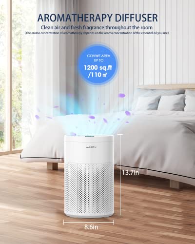Air Purifiers for Home Large Room up to 1200ft², AMEIFU H13 Hepa Bedroom Air Purifier for Pets Dander, Smoke, Smell, with 3 Fan Speeds, 3 Timer, Filter Replacement Reminder, Aromatherapy Function - The Storepaperoomates Retail Market - Fast Affordable Shopping