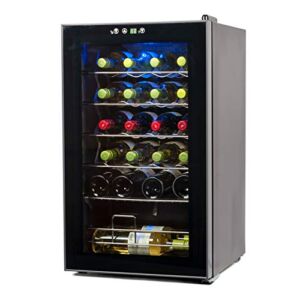 BLACK+DECKER Wine Cooler Refrigerator, Compressor Cooling 24 Bottle Wine Fridge with Blue Light & LED Display, Freestanding Wine Cooler, BD61526