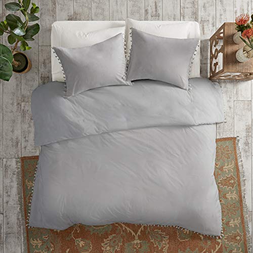 Madison Park Lillian 100% Cotton Duvet, Bohemian Fringe Tassel Trim Border Shabby Chic All Season Comforter Cover Bed Set with Matching Shams, King/Cal King(104″x92″), Grey 3 Piece - The Storepaperoomates Retail Market - Fast Affordable Shopping