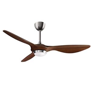 reiga 52-in Brown Modern Ceiling Fan with 3 Wood Grain Color Blades Dimmable LED Lights Remote Control Reversible ETL DC Motor, 6-Speed, Timer, Silent Ceiling fans for Living room, Farmhouse, Garage