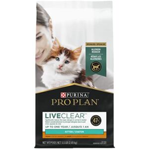 Purina Pro Plan LiveClear Dry Cat Food for Kittens Chicken & Rice Formula – 5.5 lb. Bag