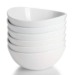 Sweese 28 oz Porcelain Bowls Set of 6 – for Salad, Pasta, Cereal – Microwave, Dishwasher and Oven Safe – White – 103.001