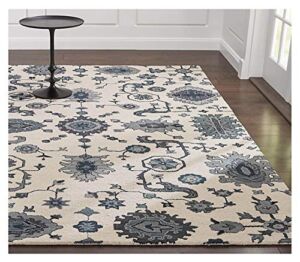 Crate and Barrel Juno White Traditional Persian Handmade 100% Wool Rugs & Carpets (5×8)