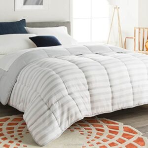 Linenspa Comforter Duvet Insert Queen Grey/White Down Alternative All Season Microfiber-Queen Size – Box Stitched