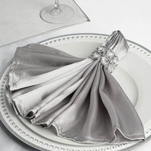 TABLECLOTHSFACTORY 20″x20″ Silver Wholesale Satin Linen Napkins for Wedding Birthday Party Tableware – 5 PCS
