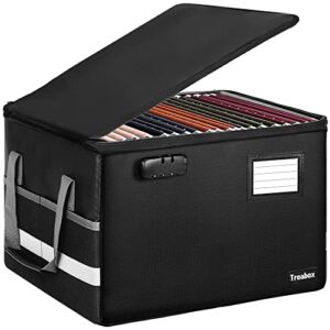 File Organizer Box,Fireproof File Storage Box with Lock,Fireproof Filing Cabinet Organizer Box Collapsible Portable Document Organizer Boxes Case with Handle for Letter/Legal Folder Storage