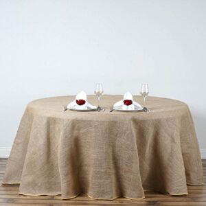 TABLECLOTHSFACTORY Fine Rustic Burlap Tablecloth Round 120″ Natural Tone