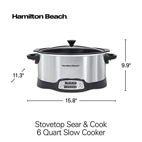 Hamilton Beach Programmable Slow Cooker, Stovetop Sear & Cook, 6 Quarts, Silver (33662) | The Storepaperoomates Retail Market - Fast Affordable Shopping