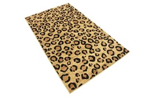 Unique Loom Wildlife Collection Animal Inspired with Leopard Design Area Rug, 9 ft x 12 ft, Light Brown/Black