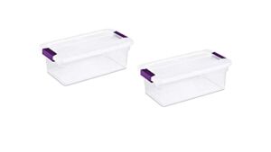 Sterilite 17511712 6-Quart ClearView Latch Box, with Plum Handles, 2-Pack