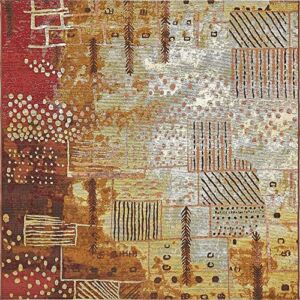 Unique Loom Modern Collection Rustic, Abstract, Vintage, Distressed, Indoor and Outdoor Area Rug, 6′ 0″ x 6′ 0″, Multi/Brown