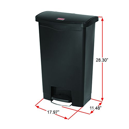 Rubbermaid Commercial Products-1883611 Streamline Slim Step-On Plastic Trash Garbage Can, 13 Gallon, Black | The Storepaperoomates Retail Market - Fast Affordable Shopping