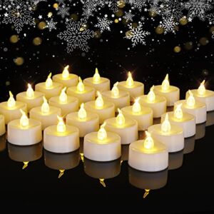 Homemory 100 Pcs Battery Tea Lights Bulk, Flameless Flickering Warm White Electric Tea Candles, Long Lasting Battery Life, Ideal for Votive, Party, Dining Room
