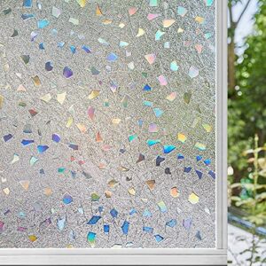 NINETREX Window Privacy Film,Stained Glass Frosted Window Film,Decorative 3D Vinyl Cling Window Decals, Static Cling Window Sticker Non-Adhesive for Home,Colorful Gravel,17.5 x 78.7Inches