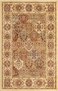 Unique Loom Voyage Collection Traditional Oriental Classic Intricate Medallion Design Area Rug, Rectangular 5′ 3″ x 8′ 0″, Ivory/Brown