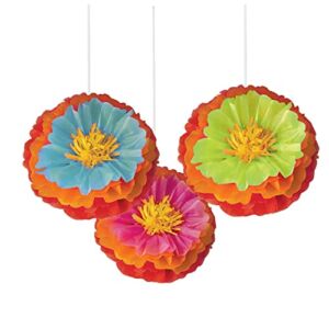 Amscan Fluffy Flower Party Decoration, 16″, Multi Color