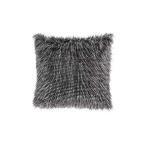 Akro-Mils Edina Pluffy Faux Fur Mohair Decorate Square Pillow with Insert Luxury for Sofa, Bed, Couch, 20×20, Black