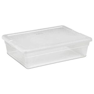 Sterilite 28 Quart Multipurpose Clear Plastic Stacking Storage Container Toe with Secure Lid for Under Bed or Closet Organization, 20 Pack