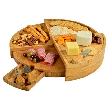 Picnic at Ascot Patented Bamboo Cheese/Charcuterie Board with Knife Set-Stores as a Compact Wedge-Opens to 18″ Diameter-Designed & Quality Checked in USA | The Storepaperoomates Retail Market - Fast Affordable Shopping