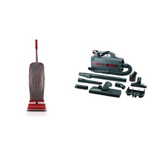 Oreck Commercial Upright Bagged Vacuum Cleaner, Lightweight, 40ft Power Cord, U2000R1, Grey/Red & BB900DGR XL Pro 5 Super Compact Canister Vacuum, 30′ Power Cord