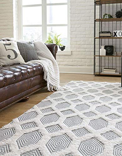 Unique Loom Sabrina Soto Casa Collection Modern Geometric Gray/Ivory Area Rug , 9 feet 10 inch x 12 feet | The Storepaperoomates Retail Market - Fast Affordable Shopping