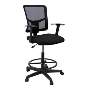 Stand Up Desk Store Sit to Stand Drafting Task Stool Chair for Standing Desks with Adjustable Footrest and Armrests (Black)