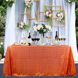 Partisout Orange Tablecloth Square 50×50 Sequin Tablecloths for Rectangle Tables Christmas Tablecloth Halloween Table Overlay Sparkle Table Cloths for Parties(50×50”, Orange)