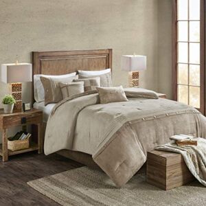 Madison Park Boone Cozy Comforter Set, Faux Suede, Deluxe Hotel Styling All Season Down Alternative Bedding Matching Shams, Decorative Pillow, King (104 in x 92 in), Rustic Tan 7 Piece