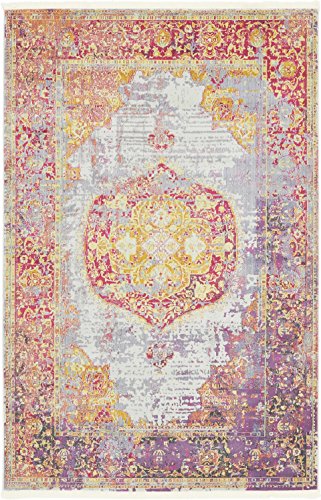 Unique Loom Baracoa Collection Bright Color Gradient Medallion Vintage Traditional Area Rug, Rectangular 5′ 5″ x 8′ 0″, Multi/Ivory | The Storepaperoomates Retail Market - Fast Affordable Shopping
