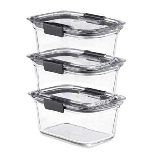 Rubbermaid Brilliance Glass Storage 4.7-Cup Food Containers with Lids, Clear (Pack of 3)
