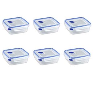 Sterilite Ultra-Seal 4 Cup Food Storage Container, See-Through Lid & Base with Blue Accents, 6-Pack