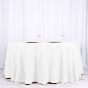 Efavormart 120″ Wholesale Round Tablecloth Polyester Round Table Linens for Wedding Party Banquet Restaurant – White