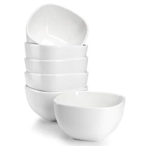 Sweese 111.001 Porcelain Square Bowl Set – 26 Ounce for Cereal, Soup and Fruit – Set of 6, White