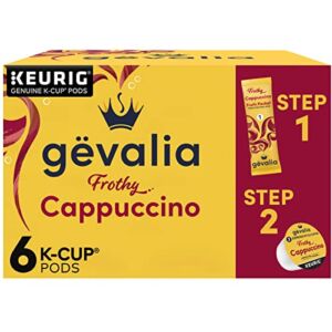 Gevalia Frothy 2-Step Cappuccino Espresso Keurig K-Cup® Coffee Pods & Froth Packets Kit, Christmas Breakfast (6 ct Box)