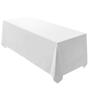 Surmente Tablecloth 90 x 132-Inch Rectangular Polyester Table Cloth for Weddings, Banquets, or Restaurants (White，10 Pack) …