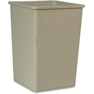 Rubbermaid Commercial Products 35-Gallon Untouchable Square Trash/Garbage Can for Offices/Stores/Restaurants, Beige (FG395800BEIG)