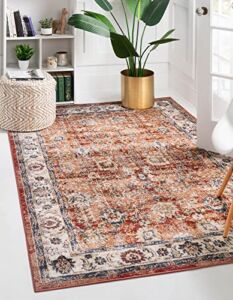 Unique Loom Utopia Collection Traditional Classic Vintage Inspired Area Rug with Warm Hues, 5 x 8 ft, Terracotta/Beige