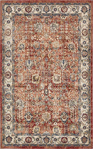Unique Loom Utopia Collection Traditional Classic Vintage Inspired Area Rug with Warm Hues, 5 x 8 ft, Terracotta/Beige | The Storepaperoomates Retail Market - Fast Affordable Shopping