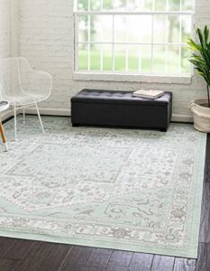 Unique Loom Whitney Collection Traditional Geometric Area Rug (8′ 0 x 8′ 0 Square, Mint)