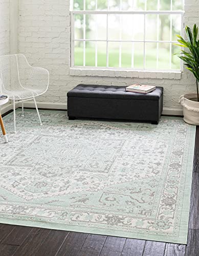 Unique Loom Whitney Collection Traditional Geometric Area Rug (8′ 0 x 8′ 0 Square, Mint) | The Storepaperoomates Retail Market - Fast Affordable Shopping