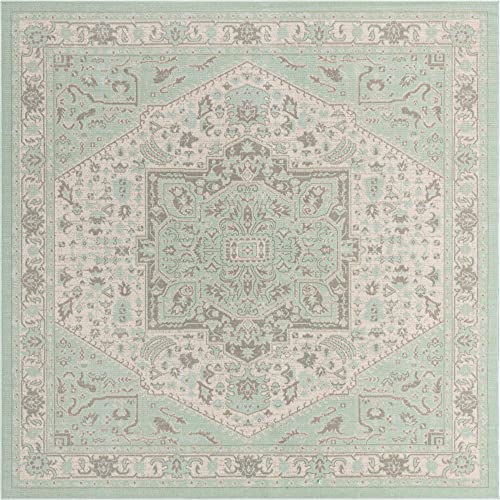 Unique Loom Whitney Collection Traditional Geometric Area Rug (8′ 0 x 8′ 0 Square, Mint) | The Storepaperoomates Retail Market - Fast Affordable Shopping