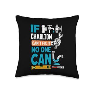 Personalized CHARLTON pipefitter plumbing family Custom Name if Charlton Can’t fix it no one can Plumber Throw Pillow, 16×16, Multicolor