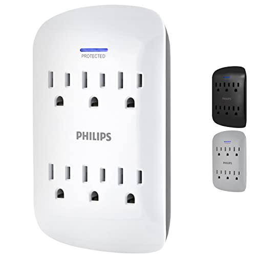 Philips 6-Outlet Surge Protector, 2 Ft Extension Cord & Surge Protector, Wall Tap, 900 Joules, Space Saving Design, 3-Prong, Protection Indicator LED Light, ETL Listed, White, SPP3461WA/37 | The Storepaperoomates Retail Market - Fast Affordable Shopping