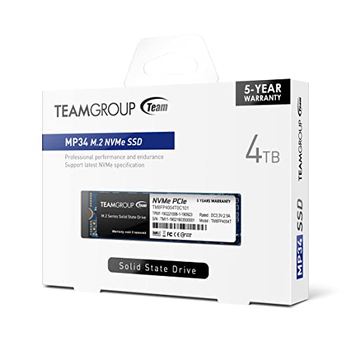 TEAMGROUP MP34 4TB with DRAM SLC Cache 3D NAND TLC NVMe 1.3 PCIe Gen3x4 M.2 2280 Internal SSD (Read/Write Speed up to 3,500/2,900 MB/s) Compatible with Laptop & PC Desktop TM8FP4004T0C101 | The Storepaperoomates Retail Market - Fast Affordable Shopping