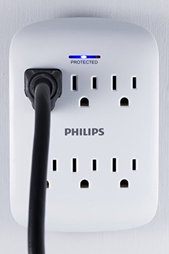 Philips 6-Outlet Surge Protector, 2 Ft Extension Cord & Surge Protector, Wall Tap, 900 Joules, Space Saving Design, 3-Prong, Protection Indicator LED Light, ETL Listed, White, SPP3461WA/37 | The Storepaperoomates Retail Market - Fast Affordable Shopping