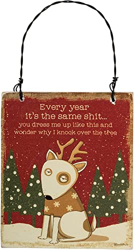 Sassy Dogs Christmas Ornament Set, Naughty Holiday Wood Signs Décor, Hanging Tree Decorations by Christmas Market Ornaments (5 Pieces) | The Storepaperoomates Retail Market - Fast Affordable Shopping