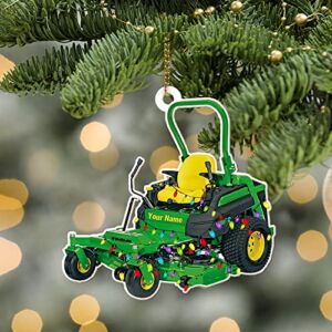 Personalized Christmas Lawn Mowers Wood Ornament, Riding Mowers with Xmas Light Wood Ornament 2022, Hanging Ornaments for Holidays, Tree, 2-Sided Wood Ornament for Home 149